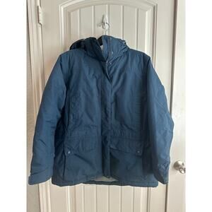 LL Bean Women Goose Down Winter Coat Jacket 1X Blue Snow Ski VTG Travel Warm